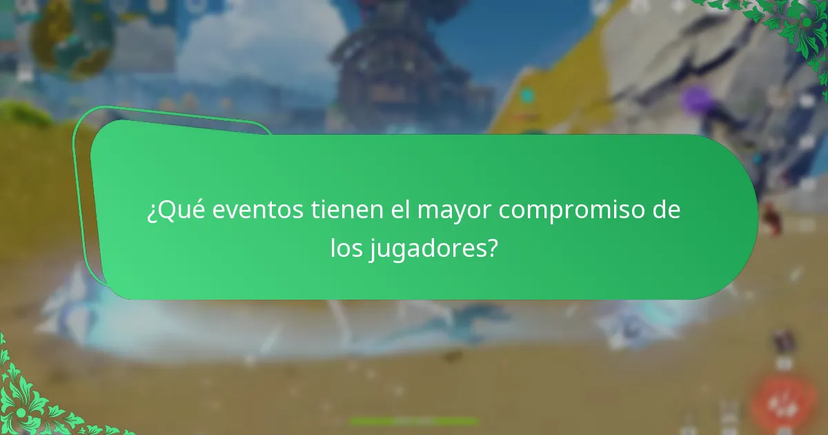 ¿Qué eventos tienen el mayor compromiso de los jugadores?